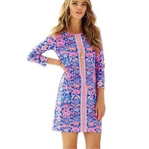 Lilly Pulitzer Marlowe 3/4 Sleeve Pima Cotton Dress in Iris Blue